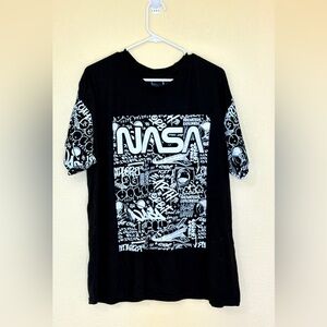 NASA Mens Graffiti Logo Graphic Tee Black 2XL Short Sleeve